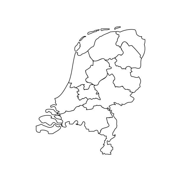 illustrations, cliparts, dessins animés et icônes de carte de doodle des pays-bas avec des états - netherlands map cartography silhouette