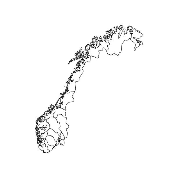 illustrations, cliparts, dessins animés et icônes de carte de doodle de la norvège avec des états - map of norway