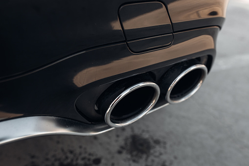 Modern car exhaust system pipes