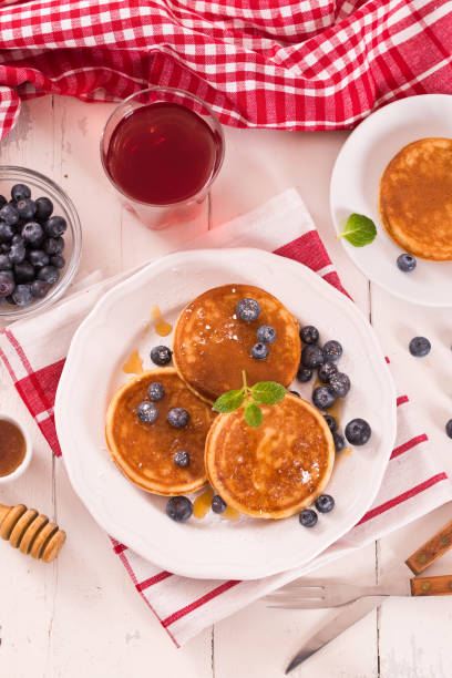 istock Pancakes with blueberries and chocolate cream. 1392500377