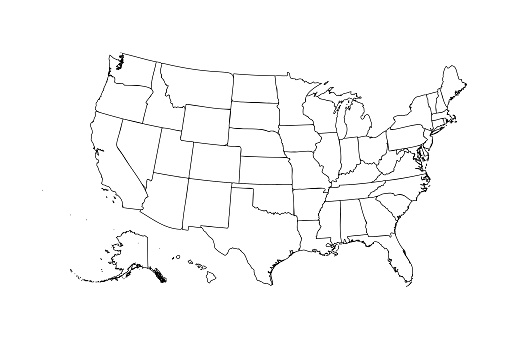 Doodle Map of USA With States, can be used for business designs, presentation designs or any suitable designs.