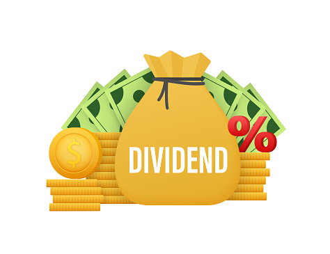 Dividend stocks. Business financial investment. Public company payback profit. Vector stock illustration