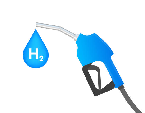 ilustrações, clipart, desenhos animados e ícones de estação de carros a hidrogênio, gás h2. energia ecológica renovável. ilustração de ações vetoriais. - fuel pump gasoline natural gas gas station