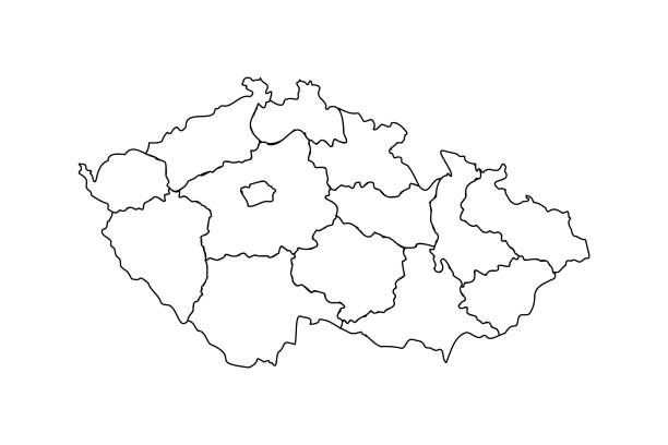 체코 공화국의 낙서 지도와 국가 - 체코 stock illustrations