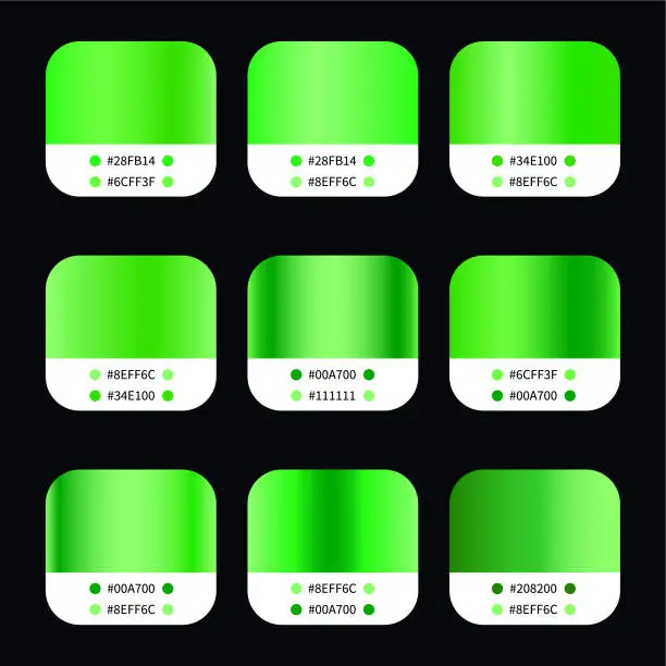 Vector illustration of Green Gradients Swatches Set