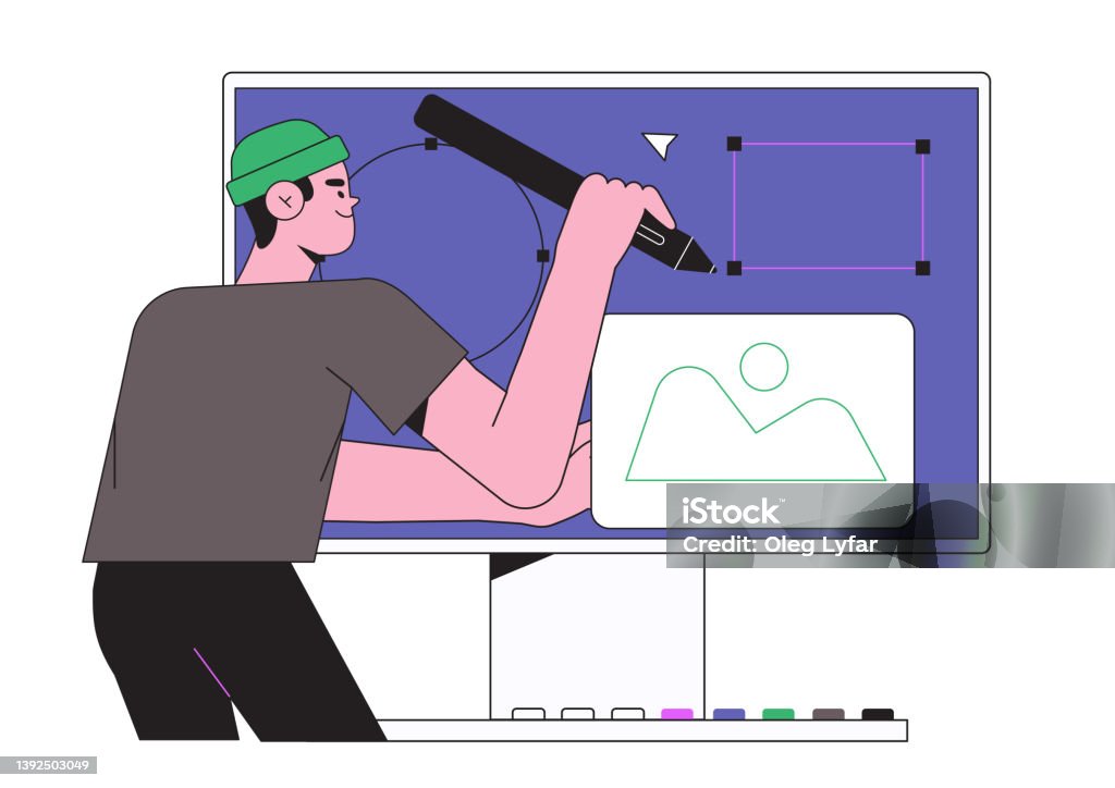 Man Is Working On Ui Ux Design Project Designer Drawing Scetch In ...