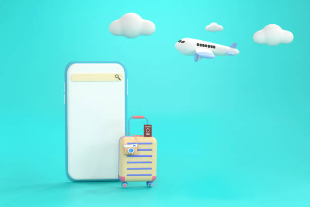 istock Suitcase, camera with smartphone. travel concept. 1392505098