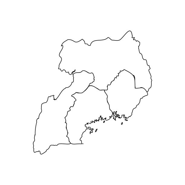 Doodle Map of Uganda With States Doodle Map of Uganda With States, can be used for business designs, presentation designs or any suitable designs. uganda stock illustrations