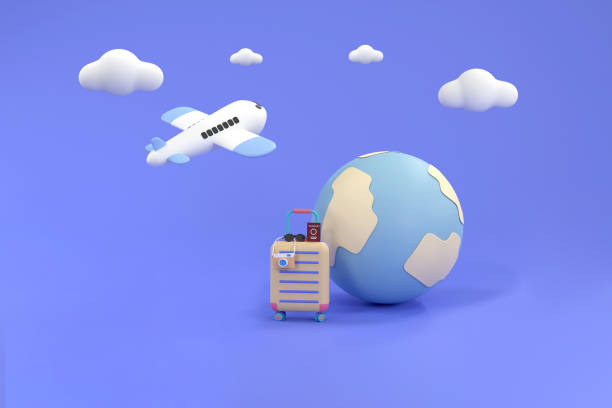 istock Suitcase, camera with airplane. travel concept. 1392505180