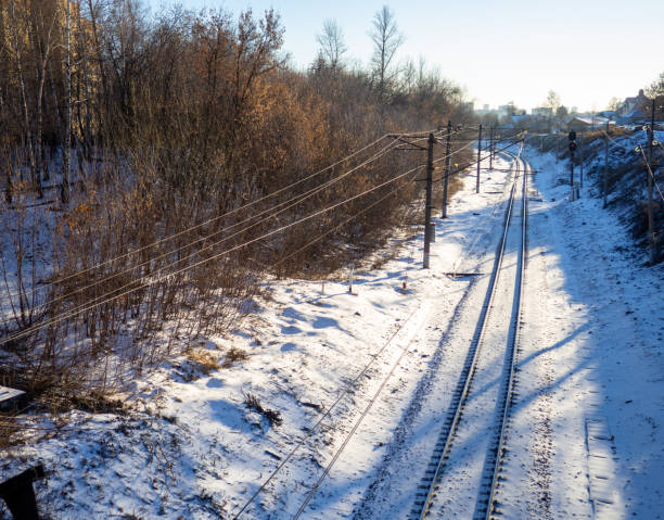 istock Railroad tracks in the snow.  Railway in winter 1392505220