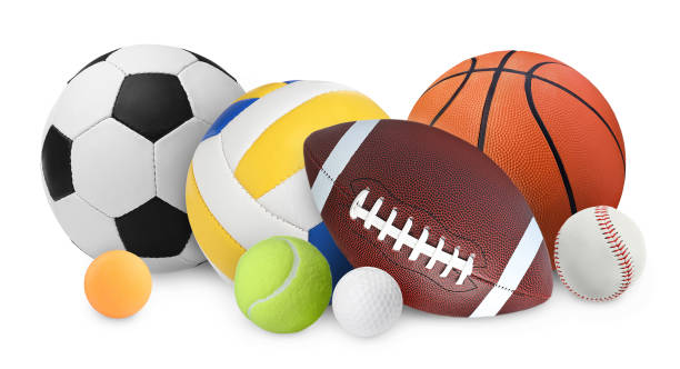 istock Group of different sport balls on white background 1392507410