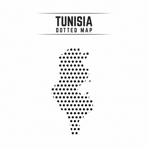 dotted map of tunisia - tunisia stock illustrations
