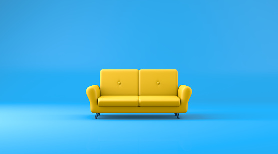 Sofá amarillo vacío moderno y minimalista photo