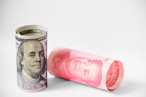 US dollar and China yuan currency war.