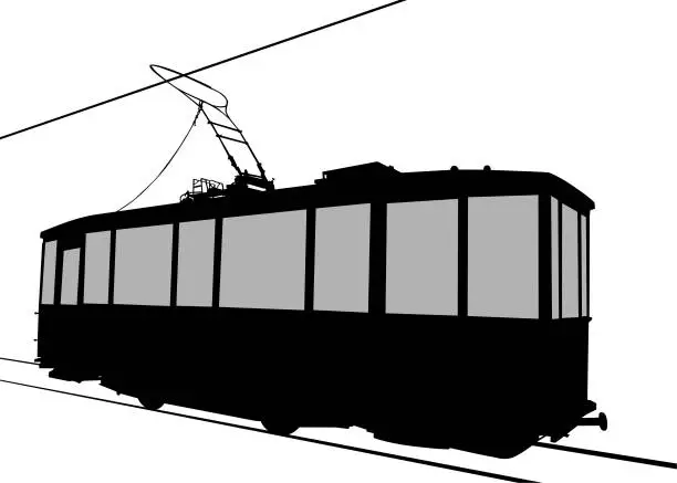 Vector illustration of Rertro tram