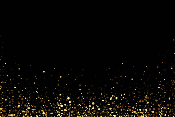 istock Gold glitter background with shiny light confetti on black background. Golden shimmery texture for luxury background design. 1392518733