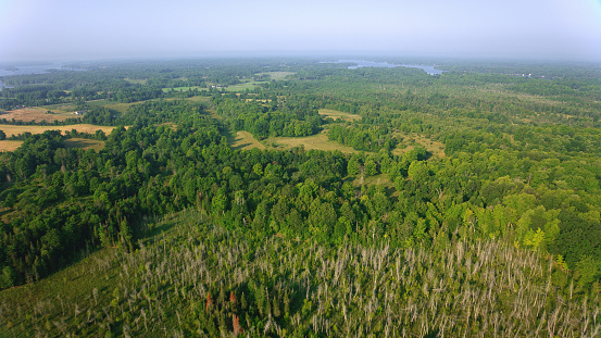 Aerial view of countryside in Ottawa, Ontario, Canada.