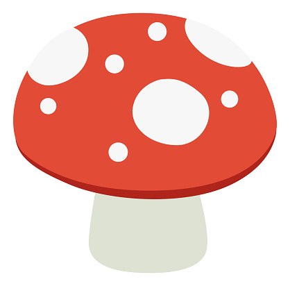Forest mushroom icon. Red agaric with white spots. Amanita isolated on white background