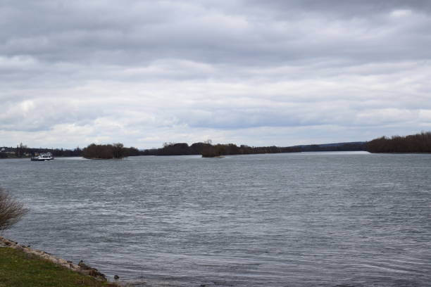 istock wide Rhine in Rheingau with some islands 1392521381