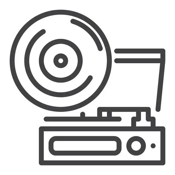 Vector illustration of Retro phonograph line icon