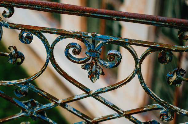 istock Vintage wrought iron pattern. Ancient architecture. Blurred background. Close up. 1392524828