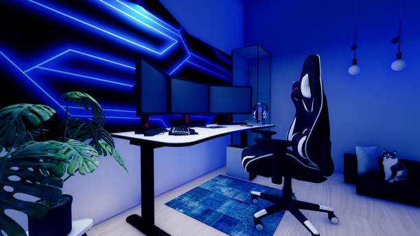 istock Workplace for professional gamer in computer 1392526058