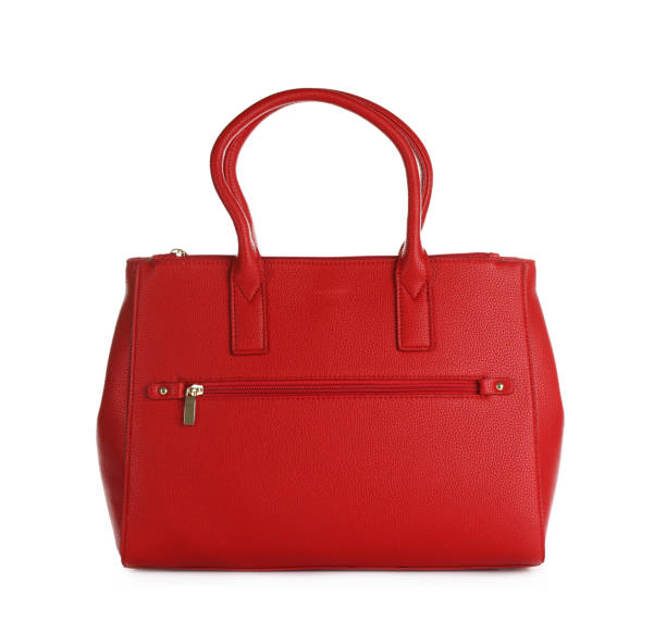 istock Red leather women's bag isolated on white 1392526645