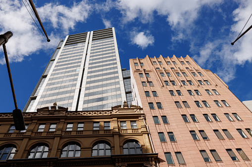 Facade of buildings in the street of Sydney (Australia)