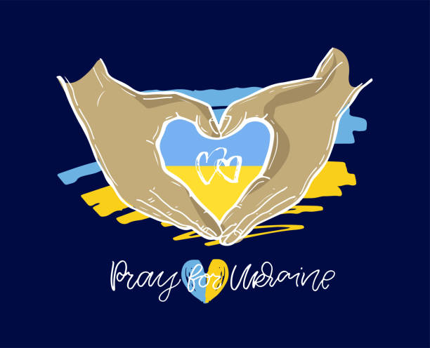 istock Support Ukraine - cute hand drawn doodle lettering. Glory of Ukraine, Save Ukraine, All will be Ukraine 1392528095
