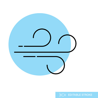 Weather line icon on a blue circle with transparent background. This series includes weather, storm, and temperature icons for meteorology and app concepts. This file includes EPS Vector file and high-resolution jpg.