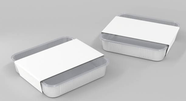 istock 3D Square plastic disposable food container in different angle view. Realistic mockup of sushi delivery box with transparent lid and blank white paper wrap, isolated meal lunch take away, 3D render 1392529678