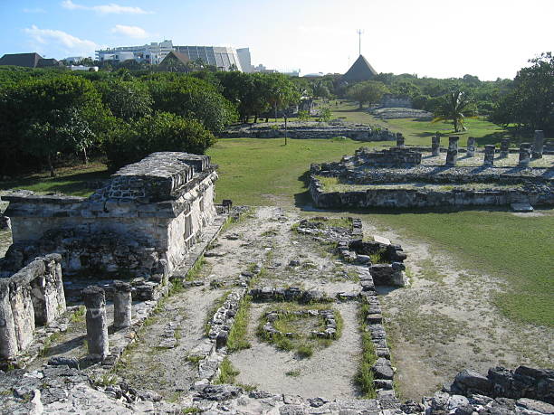 Archeological site Cancun stock photo