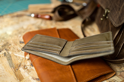 Leather wallet in brown color