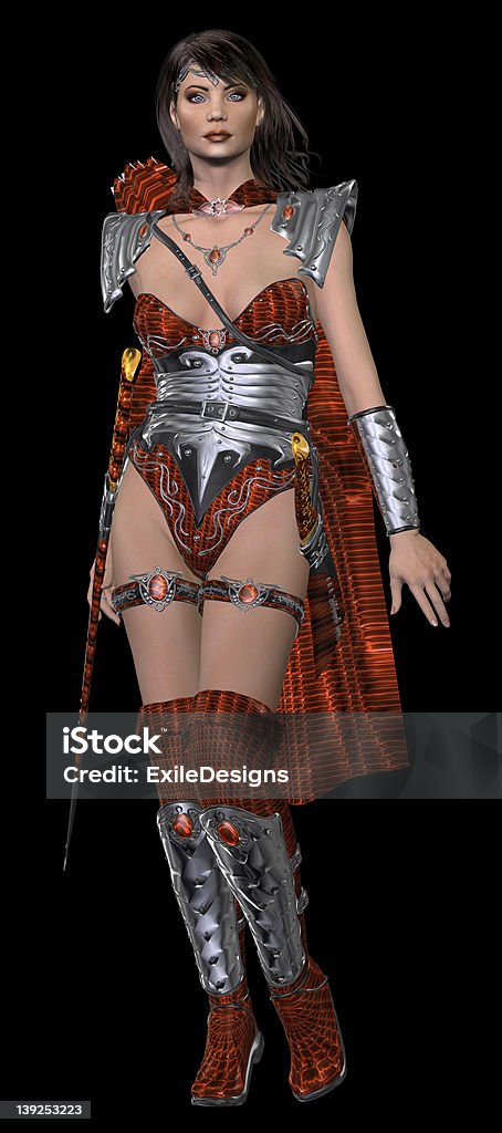 Fantasy Warrior A 3D rendered female warrior with great details and a cool outfit. Adult Stock Photo