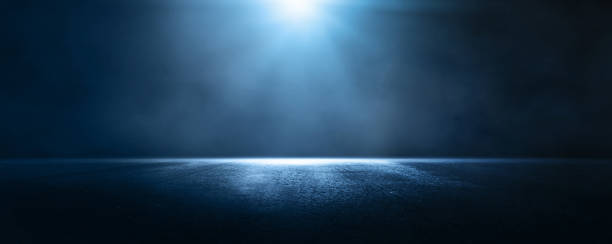 Empty scene, Dark asphalt. Rays light on blue wall with smoke. Empty scene, Dark asphalt. Rays light on blue wall with smoke dark road stock pictures, royalty-free photos & images