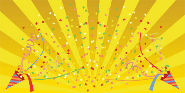 dies ist eine illustration eines sunbursts und eines platzenden party-crackers. - bkg stock-grafiken, -clipart, -cartoons und -symbole