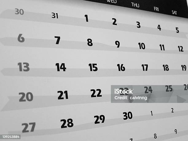 Date B W - Fotografie stock e altre immagini di Agenda - Agenda, Bianco, Calendario