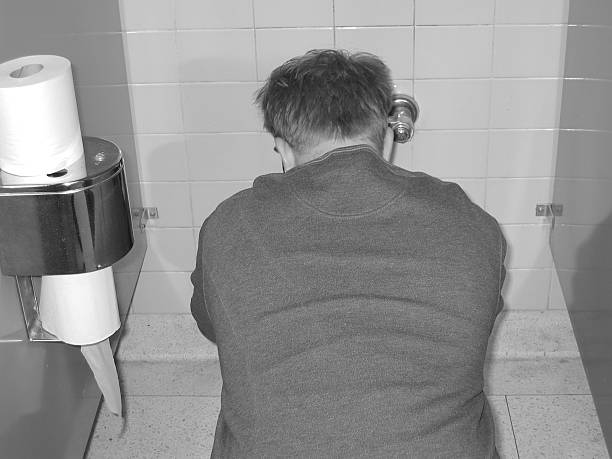 istock Sick man at toilet, head raised 139254279