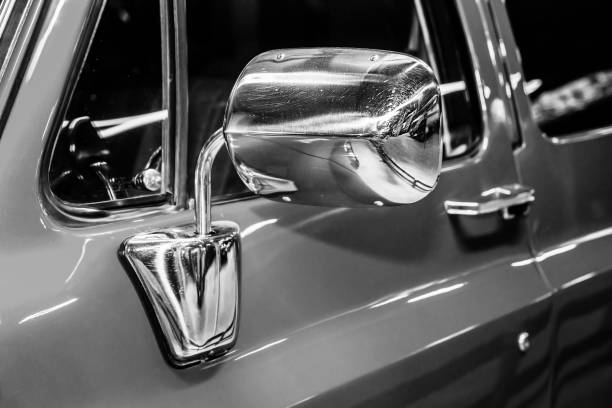 istock Retro car. black and white photography 1392545482