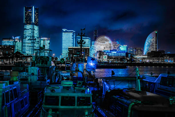 Yokohama Minato Mirais night scene (all building light up). Shooting Location: Yokohama-city kanagawa prefecture