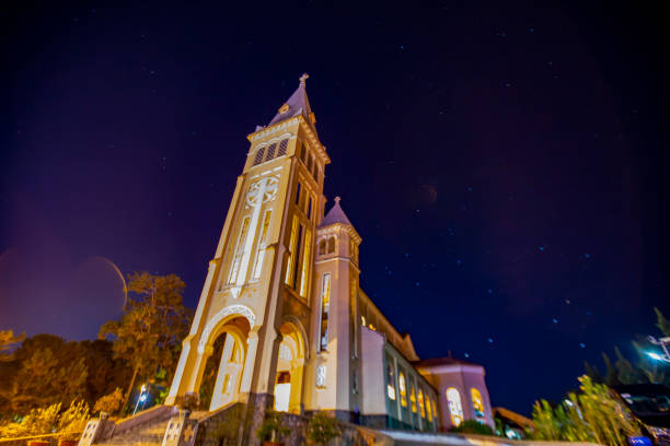 istock St. Nicholas Cathedral - Da Lat at night time 1392547302