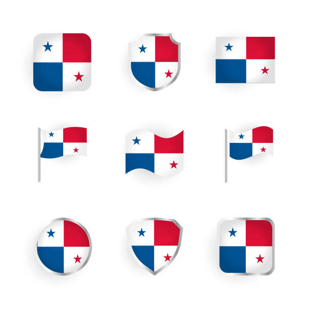 ilustrações, clipart, desenhos animados e ícones de conjunto de ícones da bandeira do panamá - panama map flag patriotism