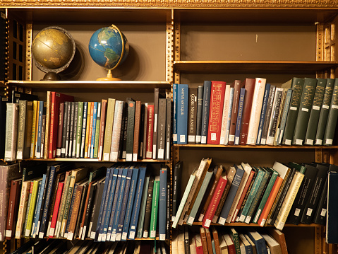 New York, USA - June 19, 2019: Image of a book shelve in the New York Public Library.