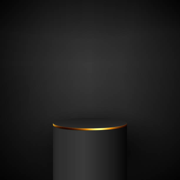 istock Realistic dark podium, stage, tribune for presentations on an abstract background 1392549756