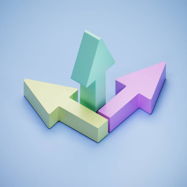 istock Colored arrows pointing into three different directions. Confusion, direction, irritation concept. 1392549881