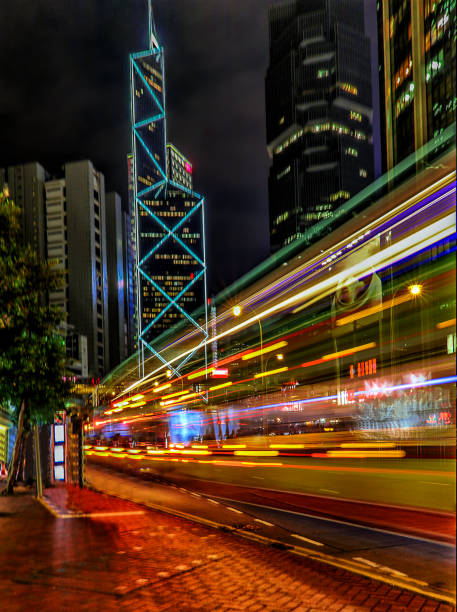istock Car Light Trails in Admiralty, Hong Kong. 1392551549