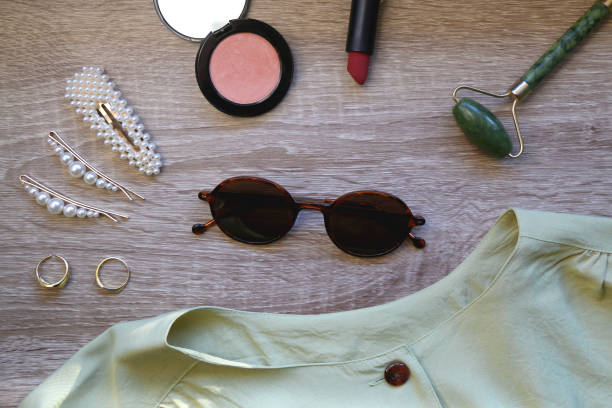 istock Green Blouse, Make Up Products and Accessories 1392552757