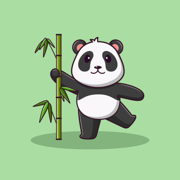 Cute cartoon panda holding bamboo, vector cartoon illustration, cartoon clipart Use the product for printing on clothing, accessories, party decorations, labels and stickers, kids room decoration, invitation cards, scrap booking, kids crafts, diaries, logo and more chinese panda stock illustrations