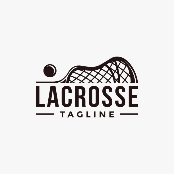 vintage seal badge lacrosse sport logo mit lacrosse stick und ball vector icon auf weißem hintergrund - lacrosse stock-grafiken, -clipart, -cartoons und -symbole