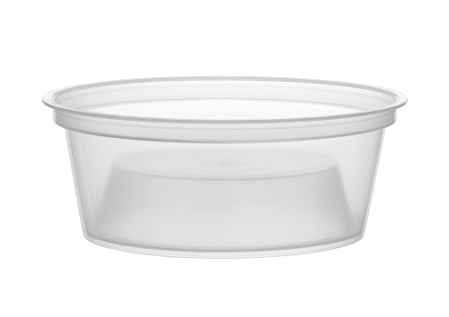 Plastic food cup disposable (with clipping path) isolated on white background